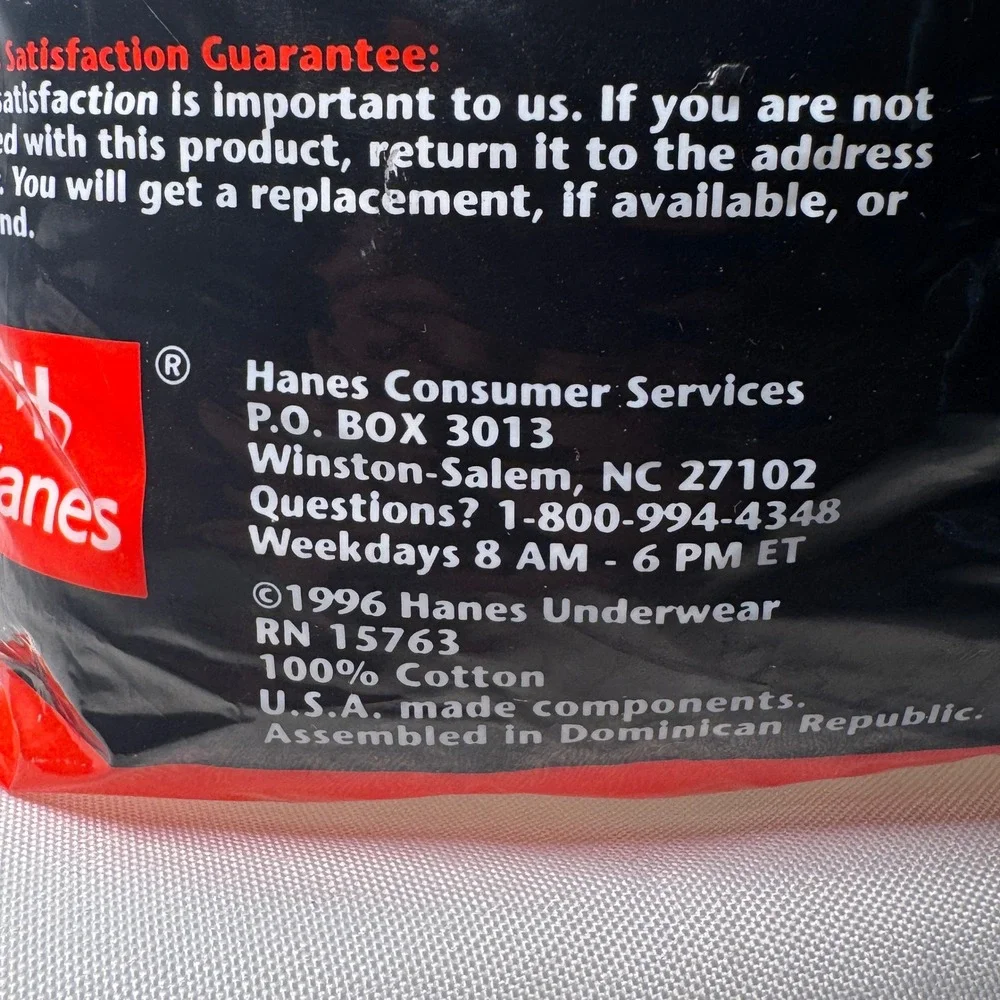 Vintage 1996 Hanes Mens Briefs 6-Pack White 100% Cotton Size 36 New Sealed